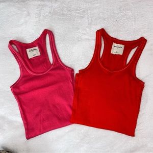 Abercrombie Kids Girls Pink and Red Tank Tops